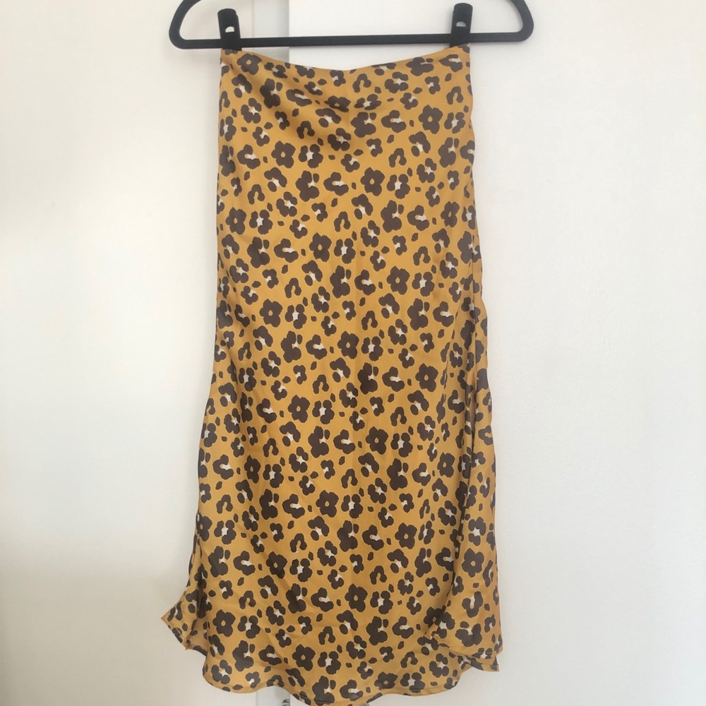 Cheetah leopard silk skirt yellow - Picture 4 of 6